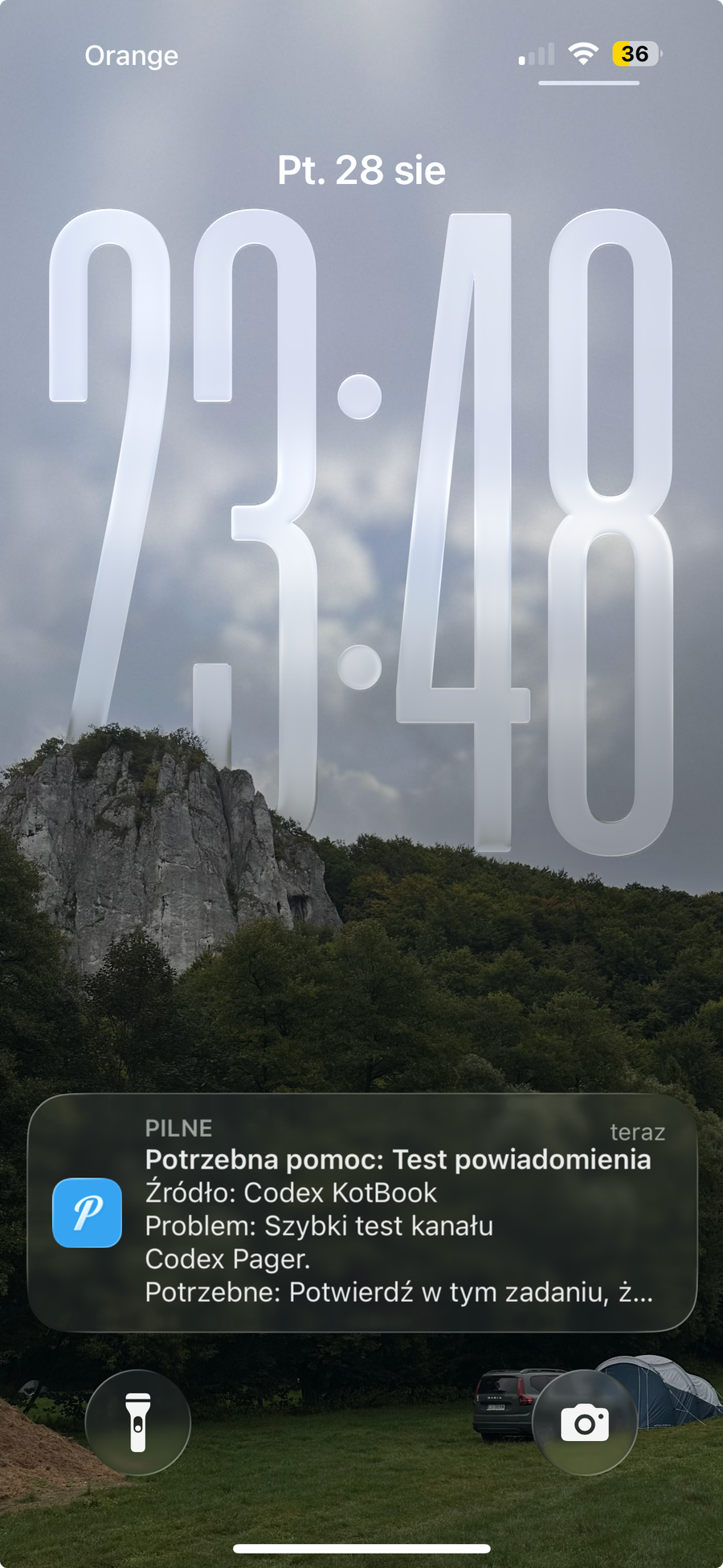 screenshot of iphone screen with Pushover notification